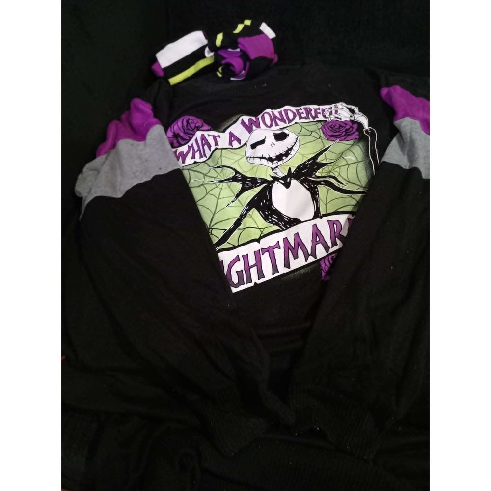Disney Nightmare Before Christmas Jack Skellington Pajama Set Purple Black (48) - Picture 3 of 7